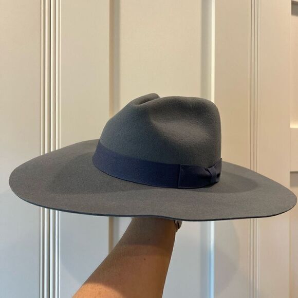 Anthropologie Wyeth Adrian Charcoal Slate Grey Wide Brim Rancher Hat Brand New main image 3